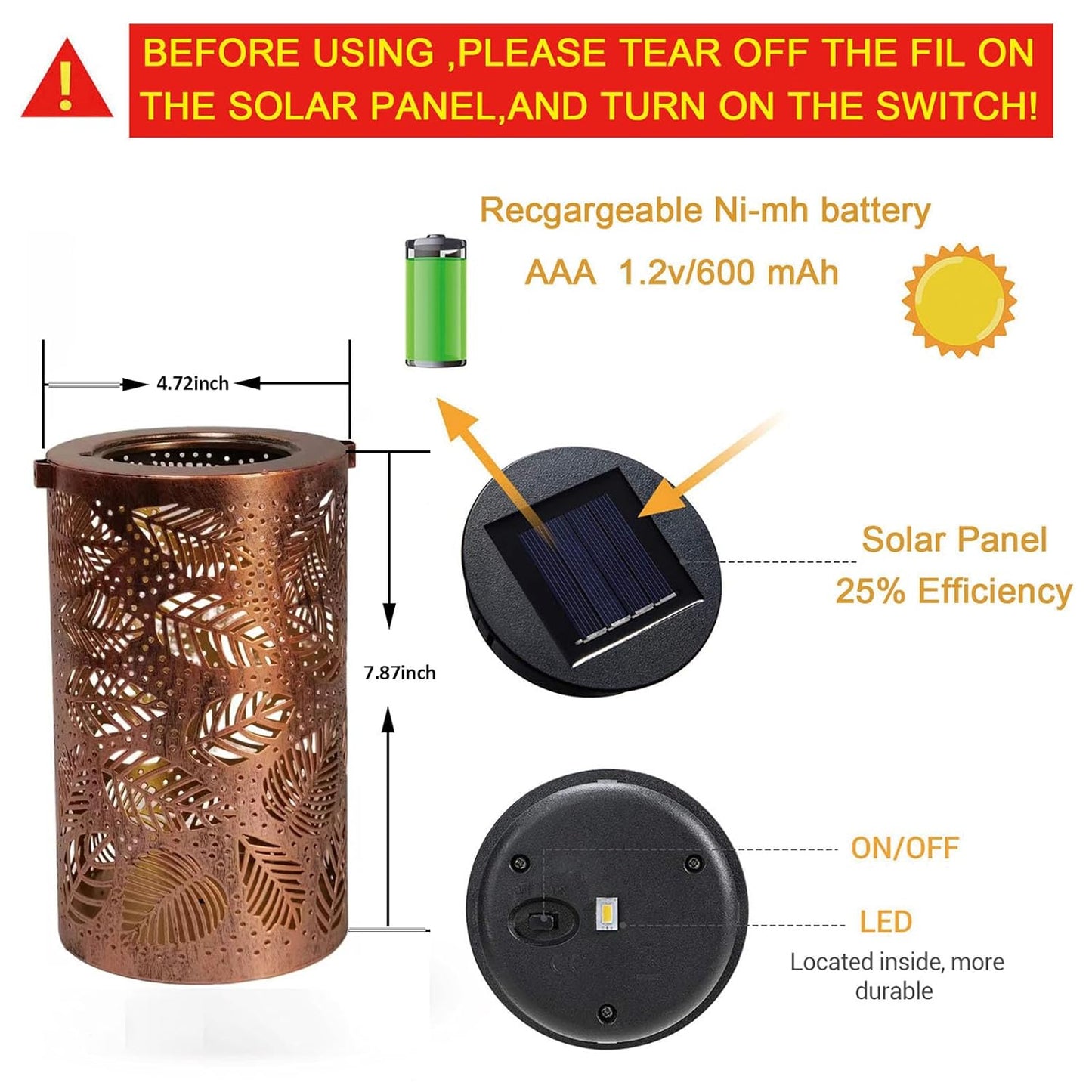 Hanging Solar Shadow Lantern with Hollow Design