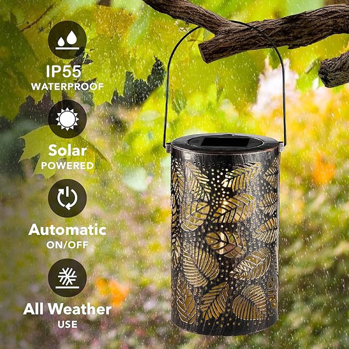 Hanging Solar Shadow Lantern with Hollow Design