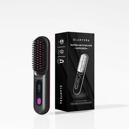 Wireless hair straightening comb with ceramic heating