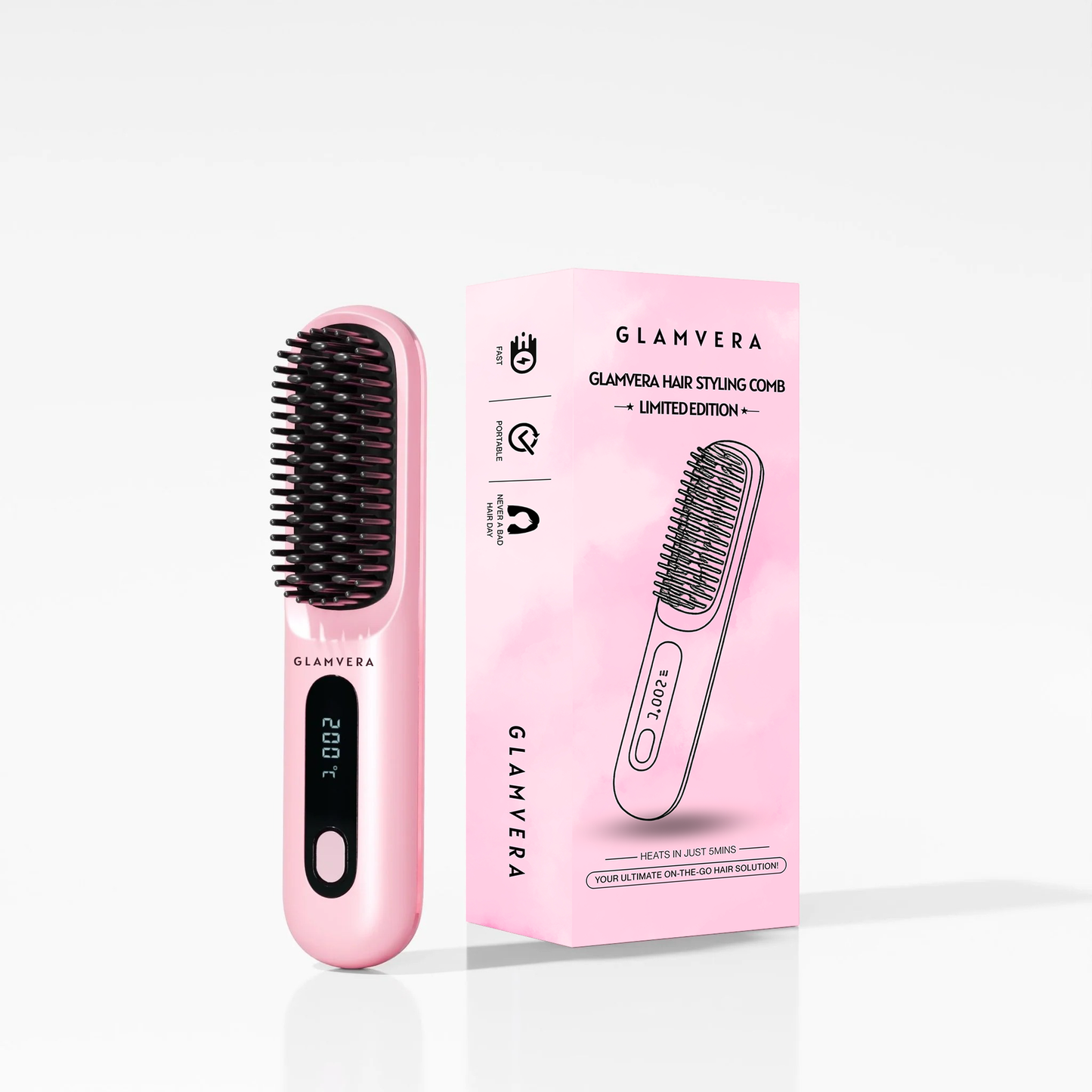 Wireless hair straightening comb with ceramic heating