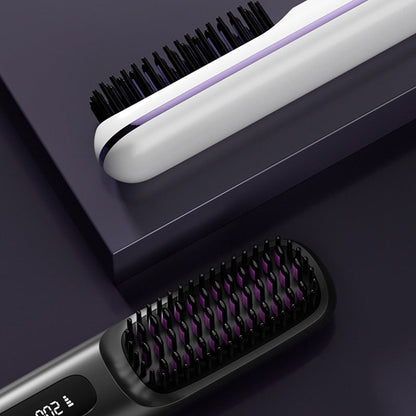 Wireless hair straightening comb with ceramic heating