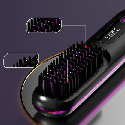 Wireless hair straightening comb with ceramic heating