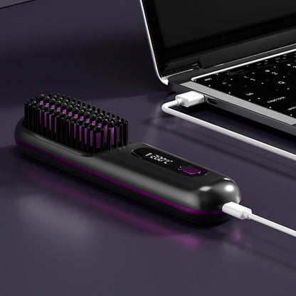 Wireless hair straightening comb with ceramic heating